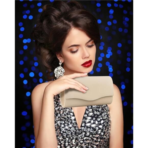 Formal Bags Suede Shoulder Envelope Handbags Khaki - Picture 7 of 7